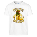 Chimpanzini Bananini print on a white kids t-shirt, front view