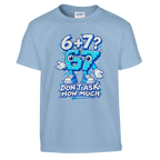 67 print on a light blue kids t-shirt, front view