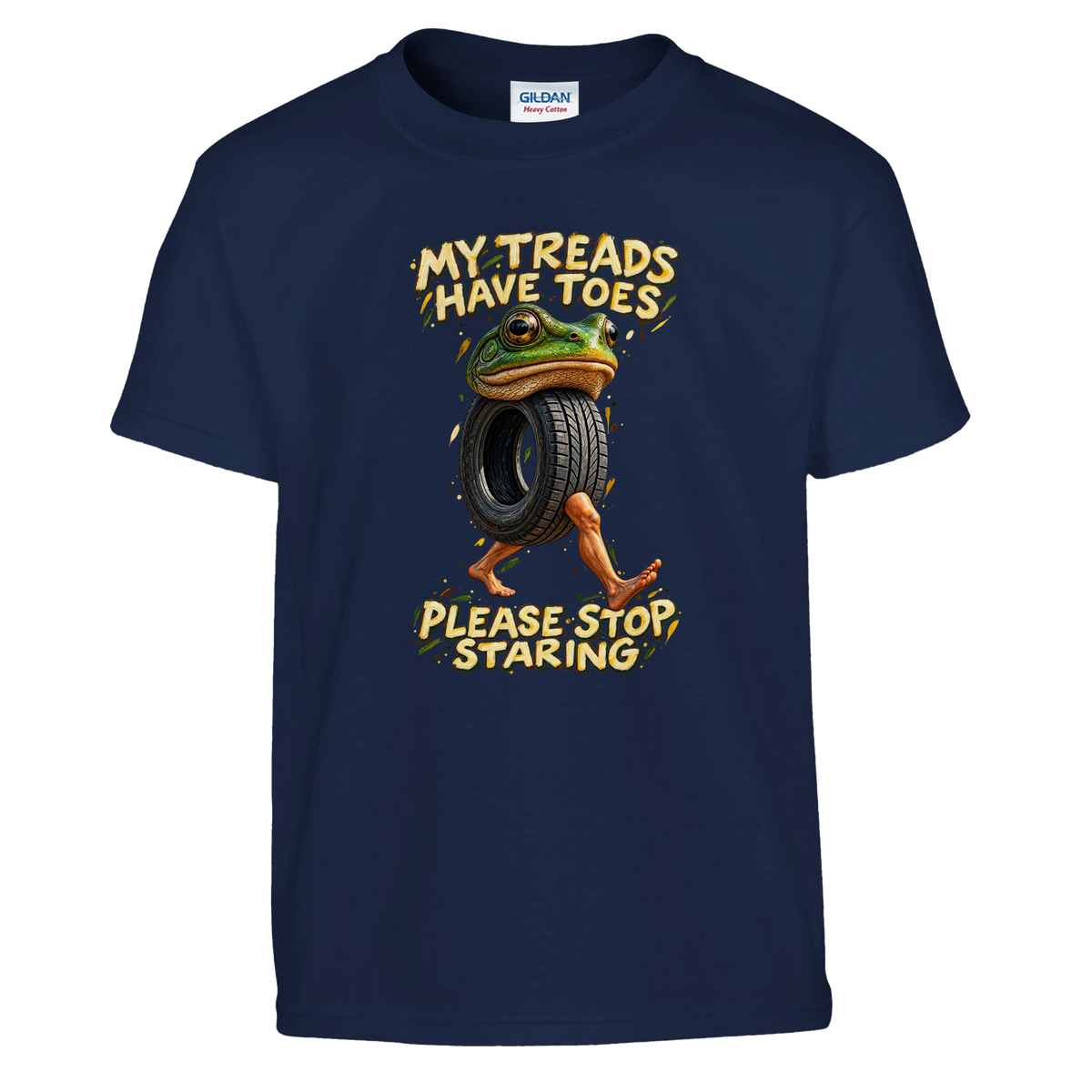Boneca Ambalabu print on a navy kids t-shirt, front view