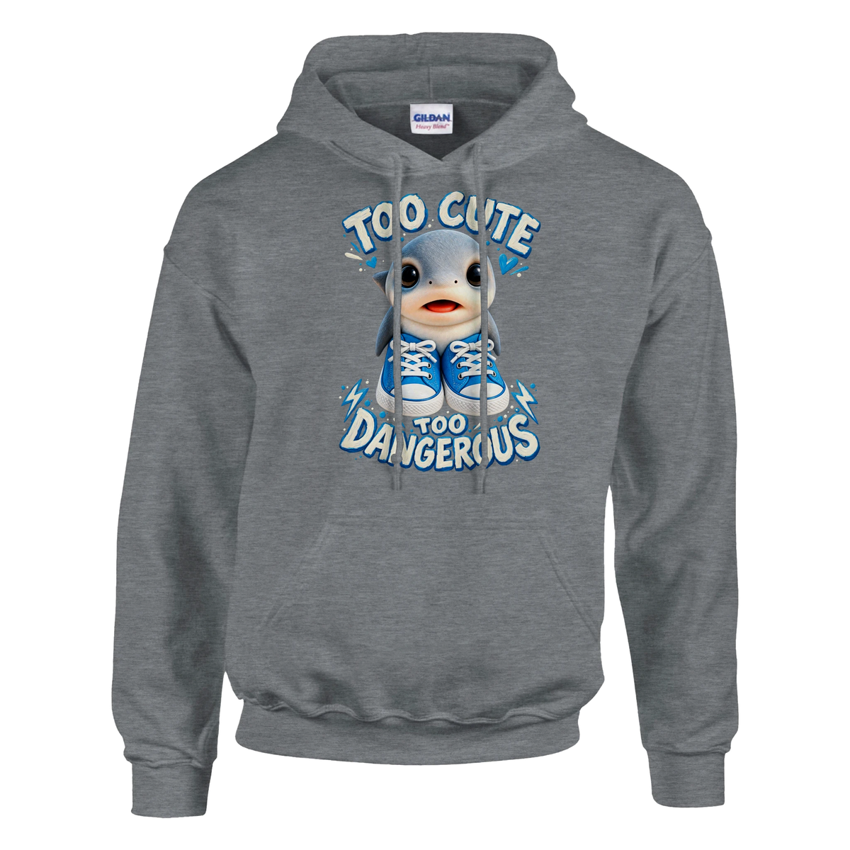 Los Tralaleritos print on a sport grey pullover hoodie, front view
