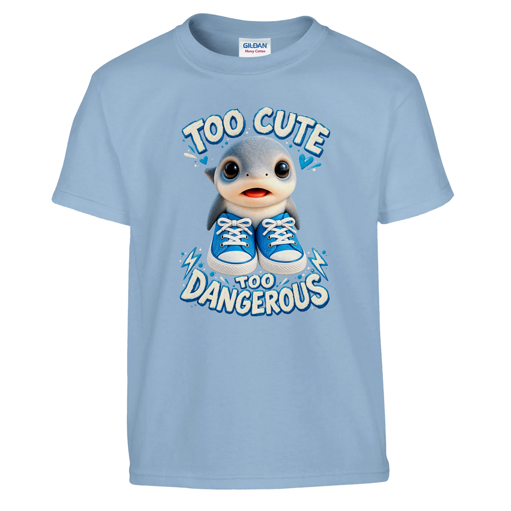 Los Tralaleritos print on a light blue kids t-shirt, front view