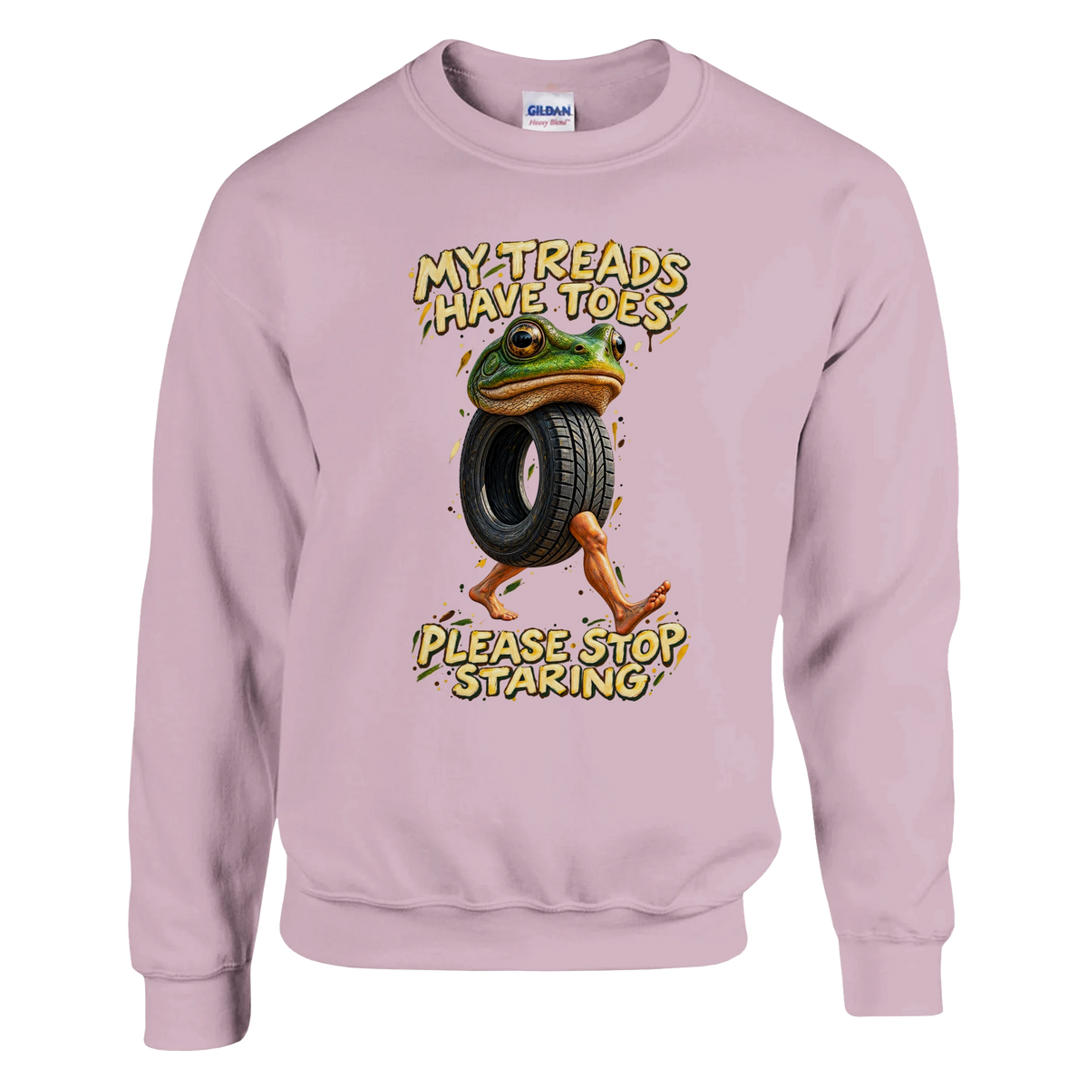 Boneca Ambalabu print on a light pink crewneck sweatshirt, front view