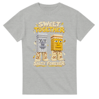 Ash t-shirt printed with Garama and Madundung and the words Sweet together, salty forever, front view