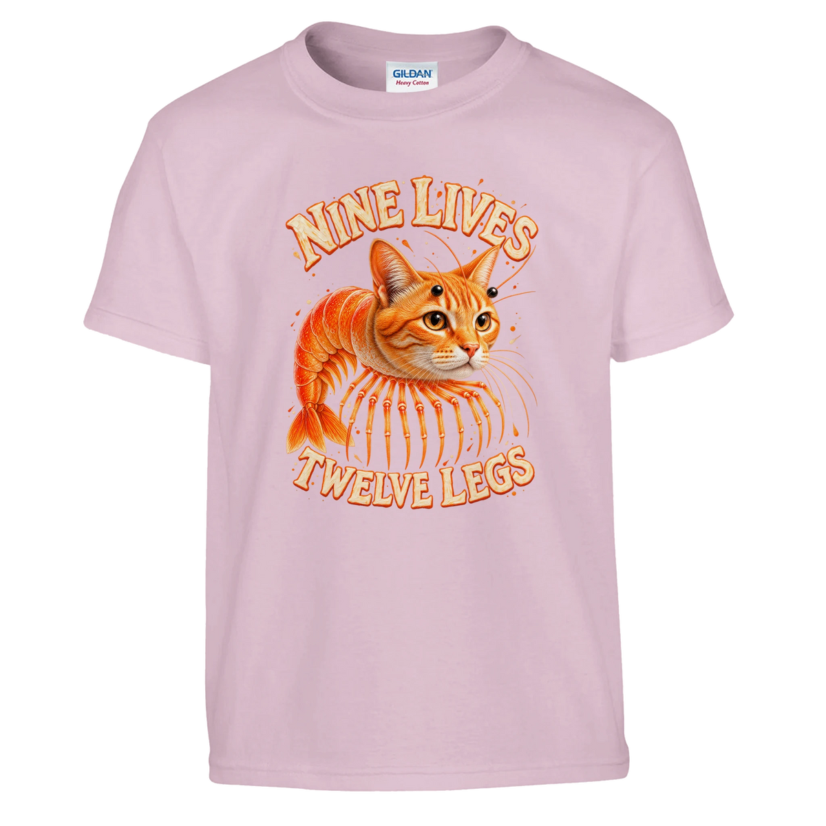 Trippi Troppi print on a light pink kids t-shirt, front view
