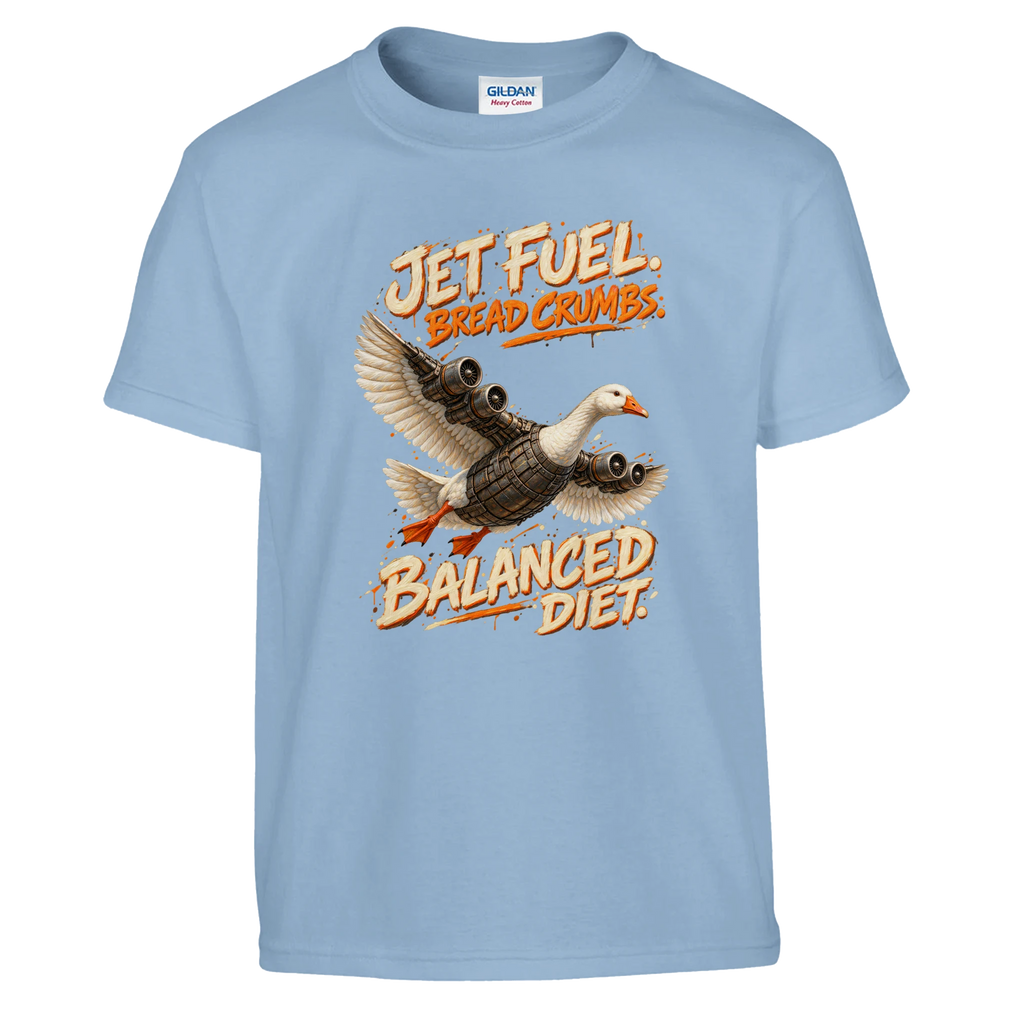 Bombombini Gusini print on a light blue kids t-shirt, front view