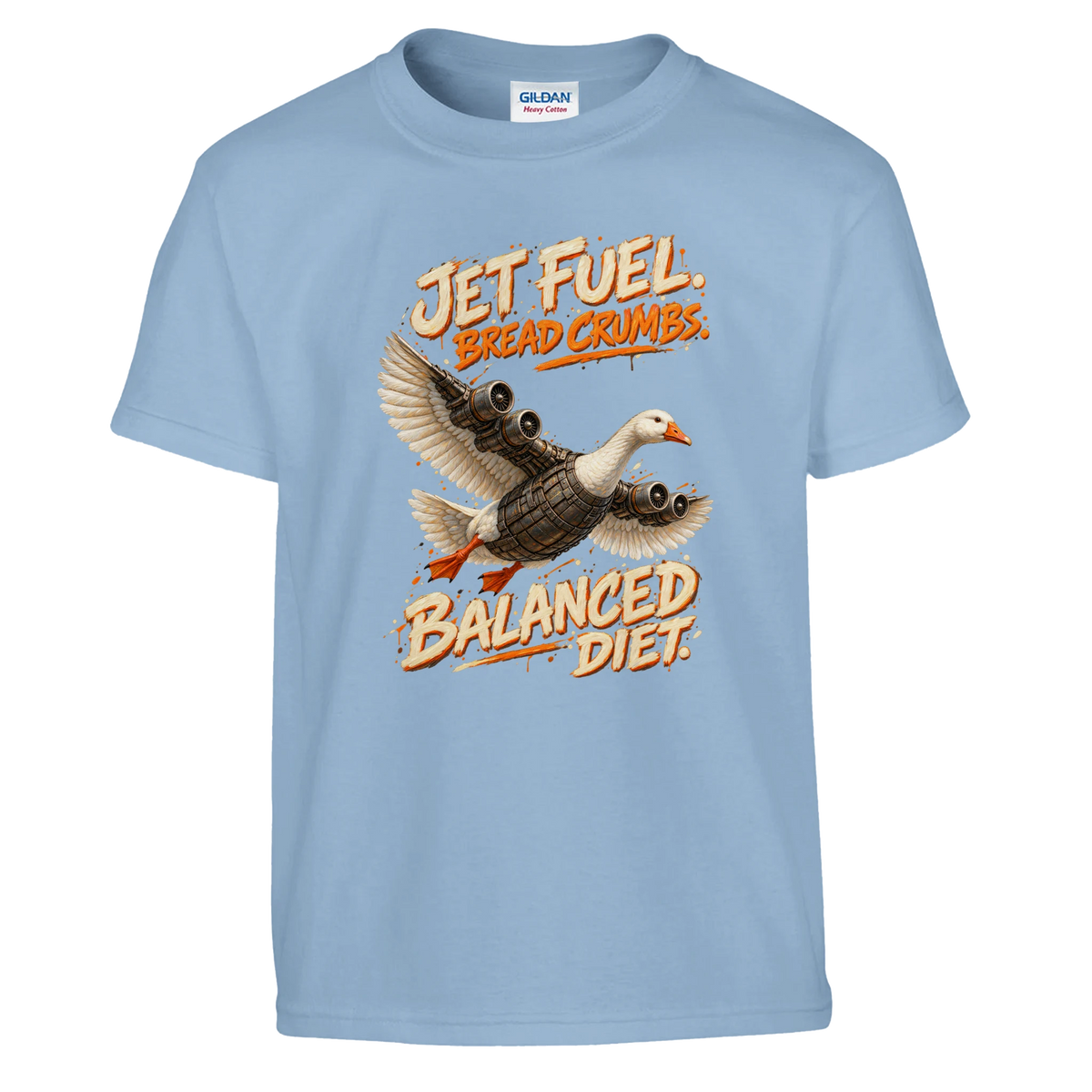 Bombombini Gusini print on a light blue kids t-shirt, front view