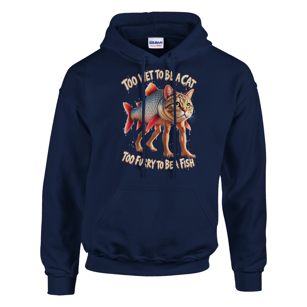Trulimero Trulichina print on a navy pullover hoodie, front view