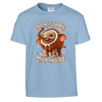 Cocofanto Elefanto print on a light blue kids t-shirt, front view