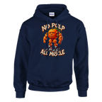 Odin Din Din Dun print on a navy pullover hoodie, front view