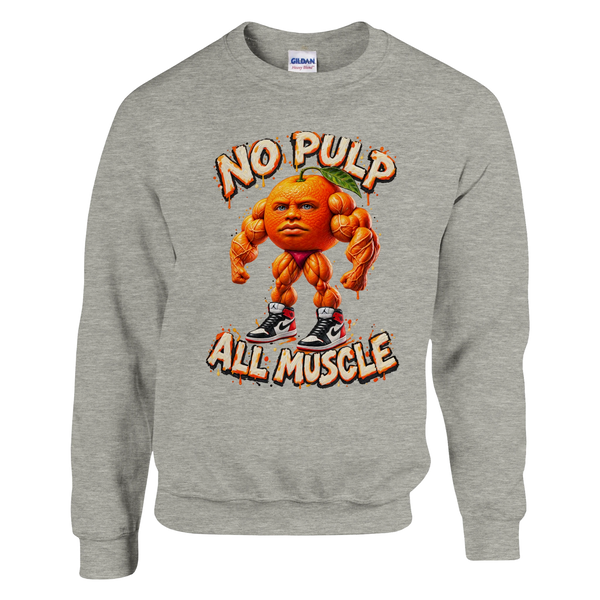 Odin Din Din Dun print on an ash grey crewneck sweatshirt, front view