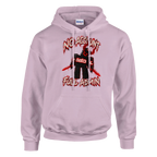 Guest 666 print on a light pink pullover hoodie, front view