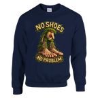 Brr Brr Patapim print on a navy crewneck sweatshirt, front view