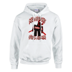 Guest 666 print on a white pullover hoodie, front view