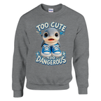 Los Tralaleritos print on a sport grey crewneck sweatshirt, front view