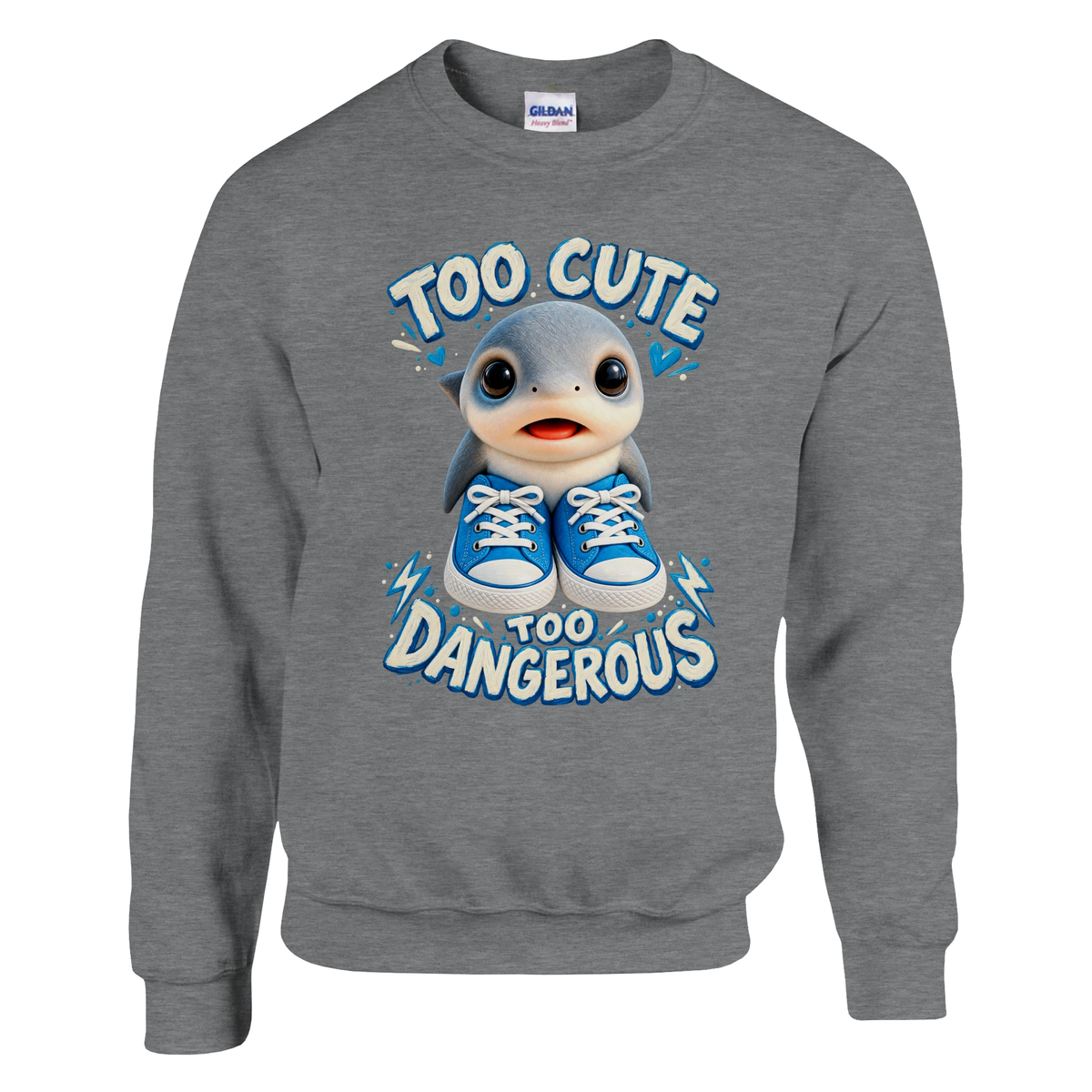 Los Tralaleritos print on a sport grey crewneck sweatshirt, front view