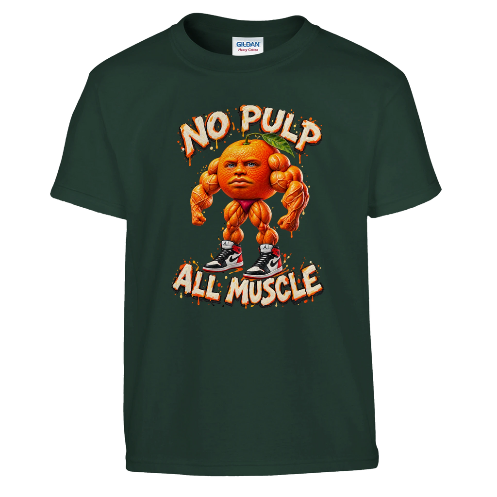 Odin Din Din Dun print on a forest green kids t-shirt, front view
