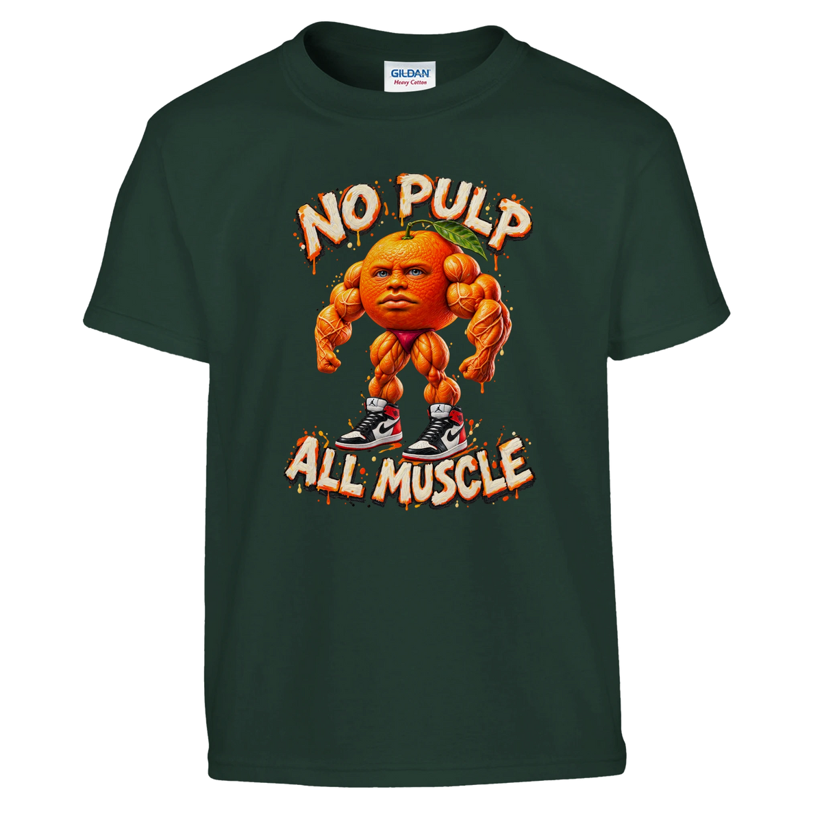 Odin Din Din Dun print on a forest green kids t-shirt, front view
