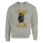 Boneca Ambalabu print on an ash grey crewneck sweatshirt, front view