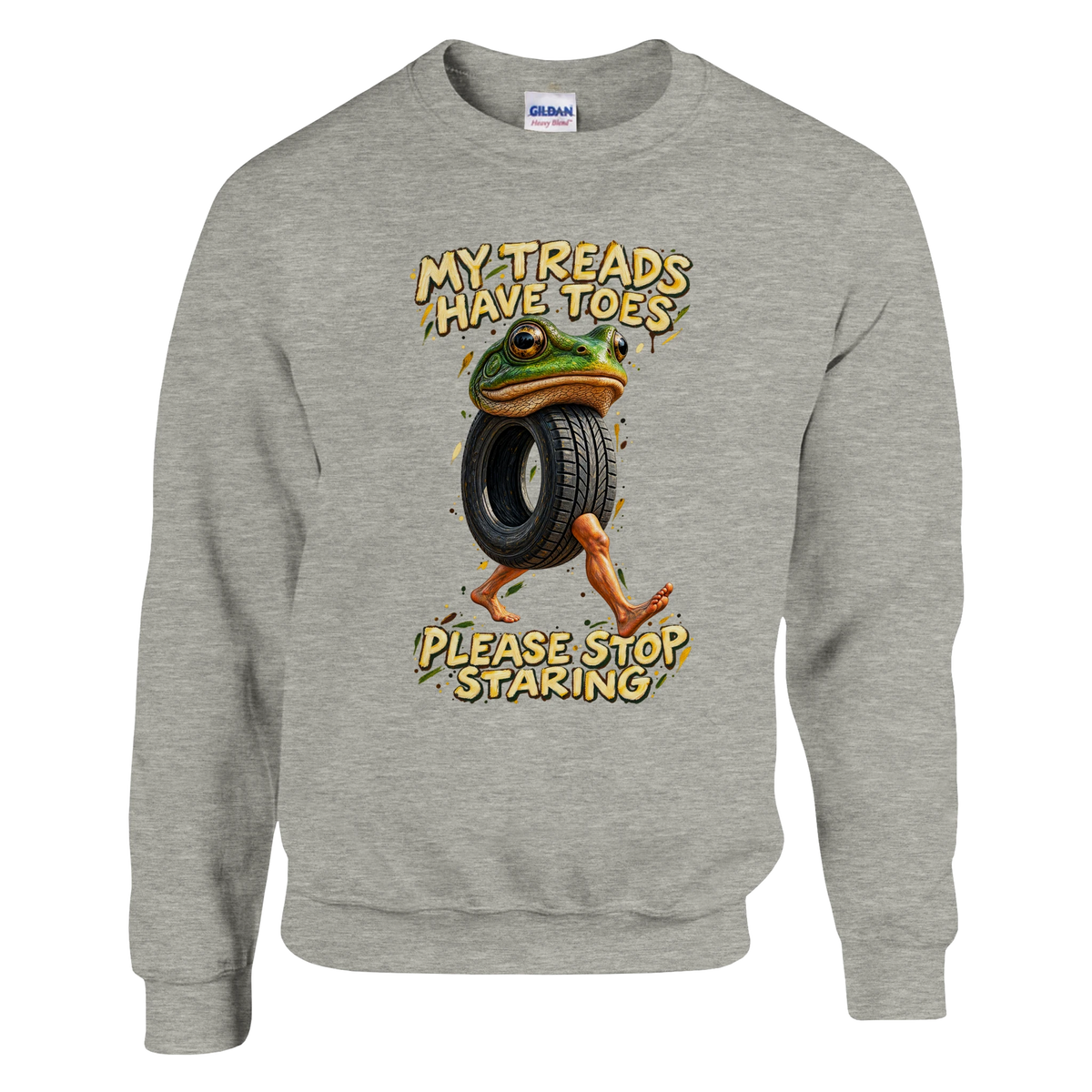 Boneca Ambalabu print on an ash grey crewneck sweatshirt, front view