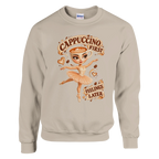 Ballerina Cappuccina print on a sand crewneck sweatshirt, front view