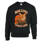 Trippi Troppi print on a black crewneck sweatshirt, front view