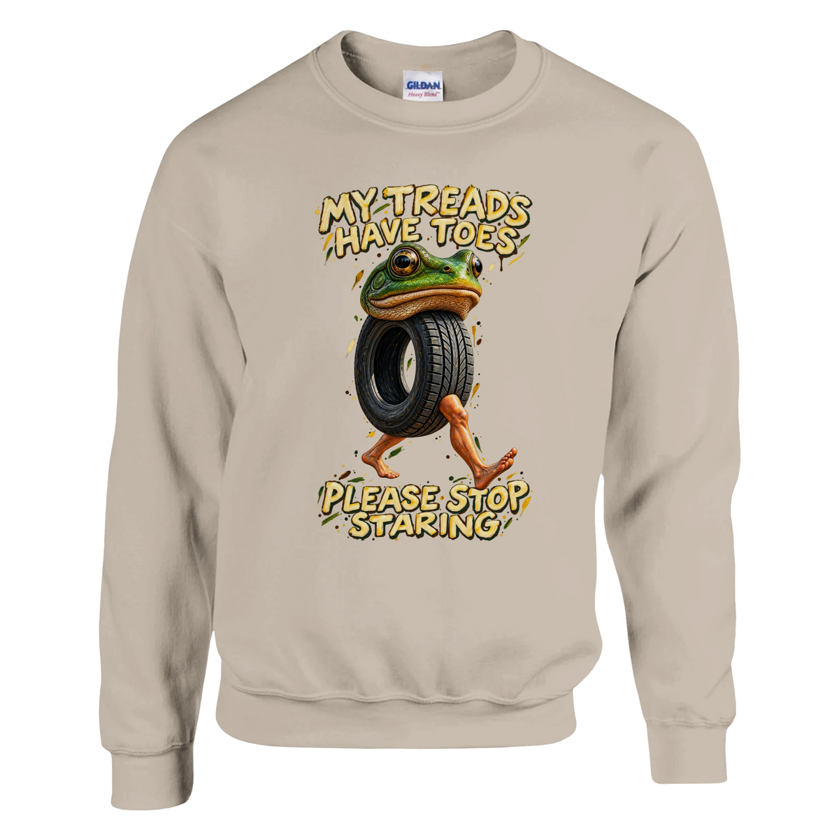 Boneca Ambalabu print on a sand crewneck sweatshirt, front view