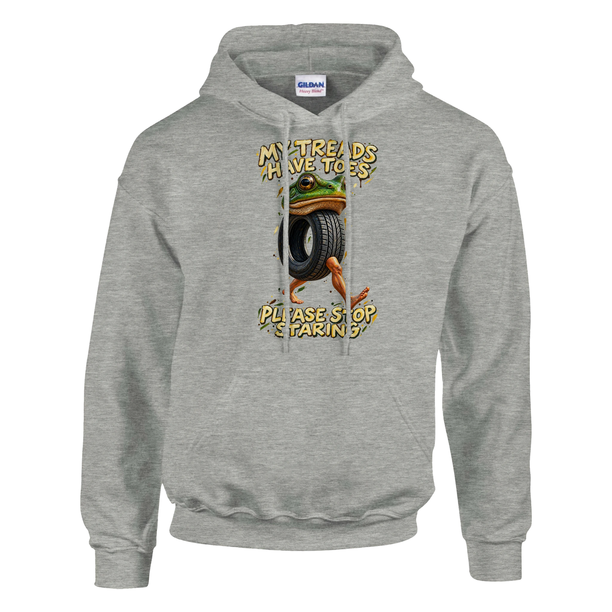 Boneca Ambalabu print on an ash grey pullover hoodie, front view