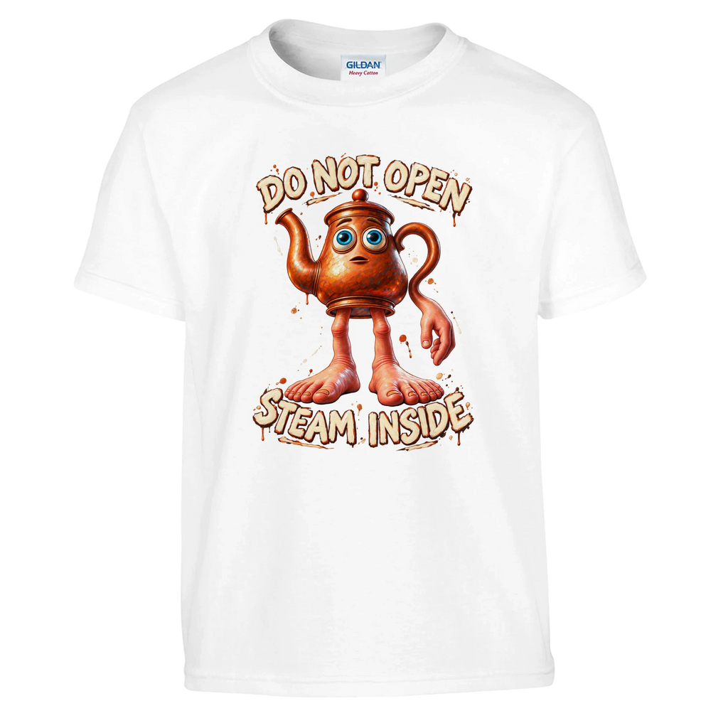Ta Ta Ta Sahur print on a white kids t-shirt, front view