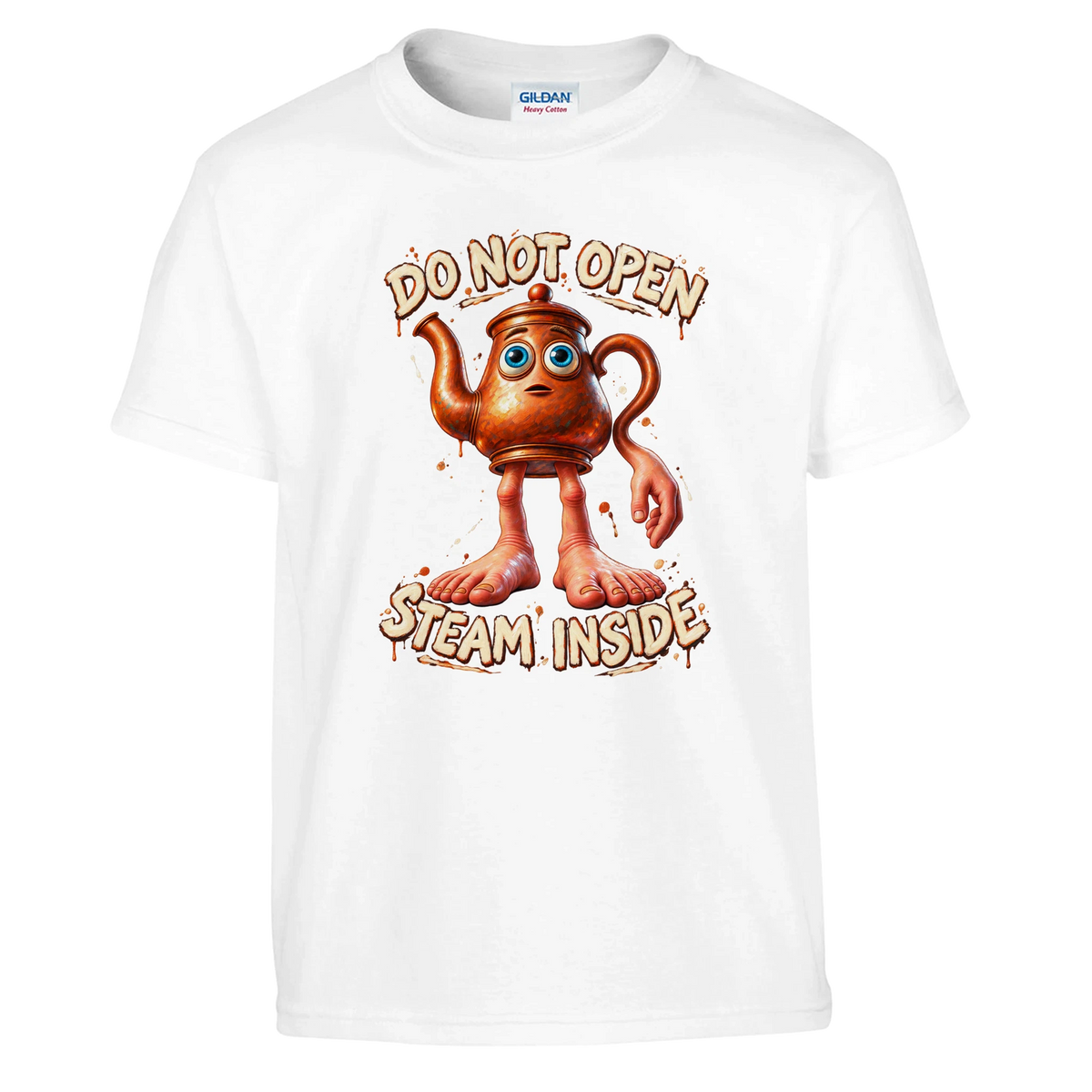 Ta Ta Ta Sahur print on a white kids t-shirt, front view
