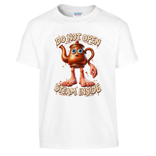 Ta Ta Ta Sahur print on a white kids t-shirt, front view