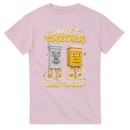 Light Pink t-shirt printed with Garama and Madundung and the words Sweet together, salty forever, front view
