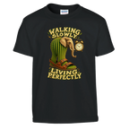 Lirili Larila print on a black kids t-shirt, front view