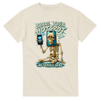 Natural t-shirt printed with Pot Hotspot and the words Share your hotspot, no service here, front view