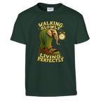Lirili Larila print on a forest green kids t-shirt, front view