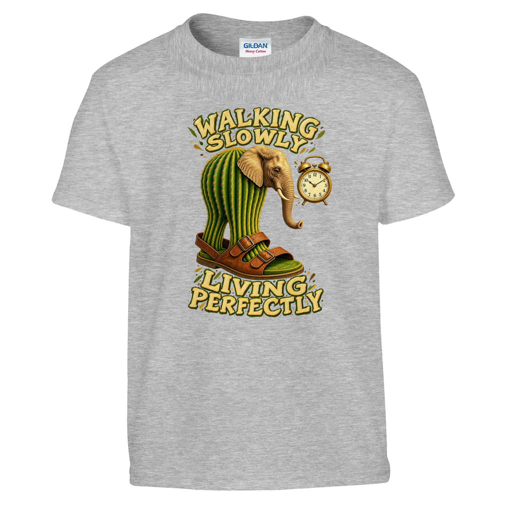 Lirili Larila print on a sport grey kids t-shirt, front view