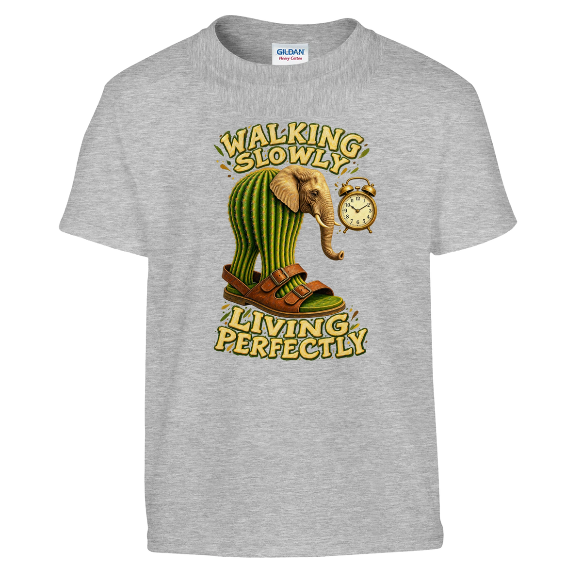 Lirili Larila print on a sport grey kids t-shirt, front view