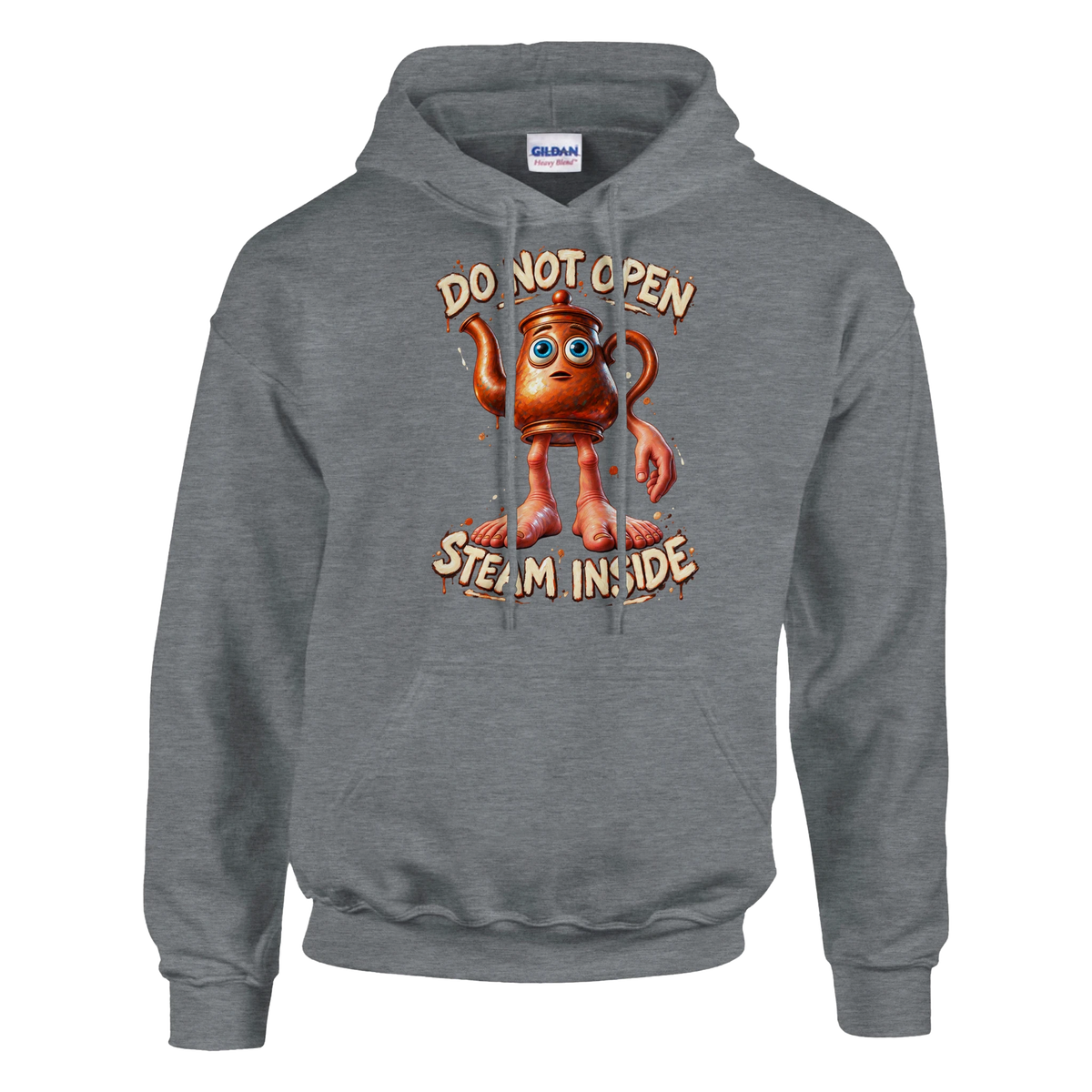 Ta Ta Ta Sahur print on a sport grey pullover hoodie, front view