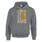 Garama and Madundung print on a sport grey pullover hoodie, front view