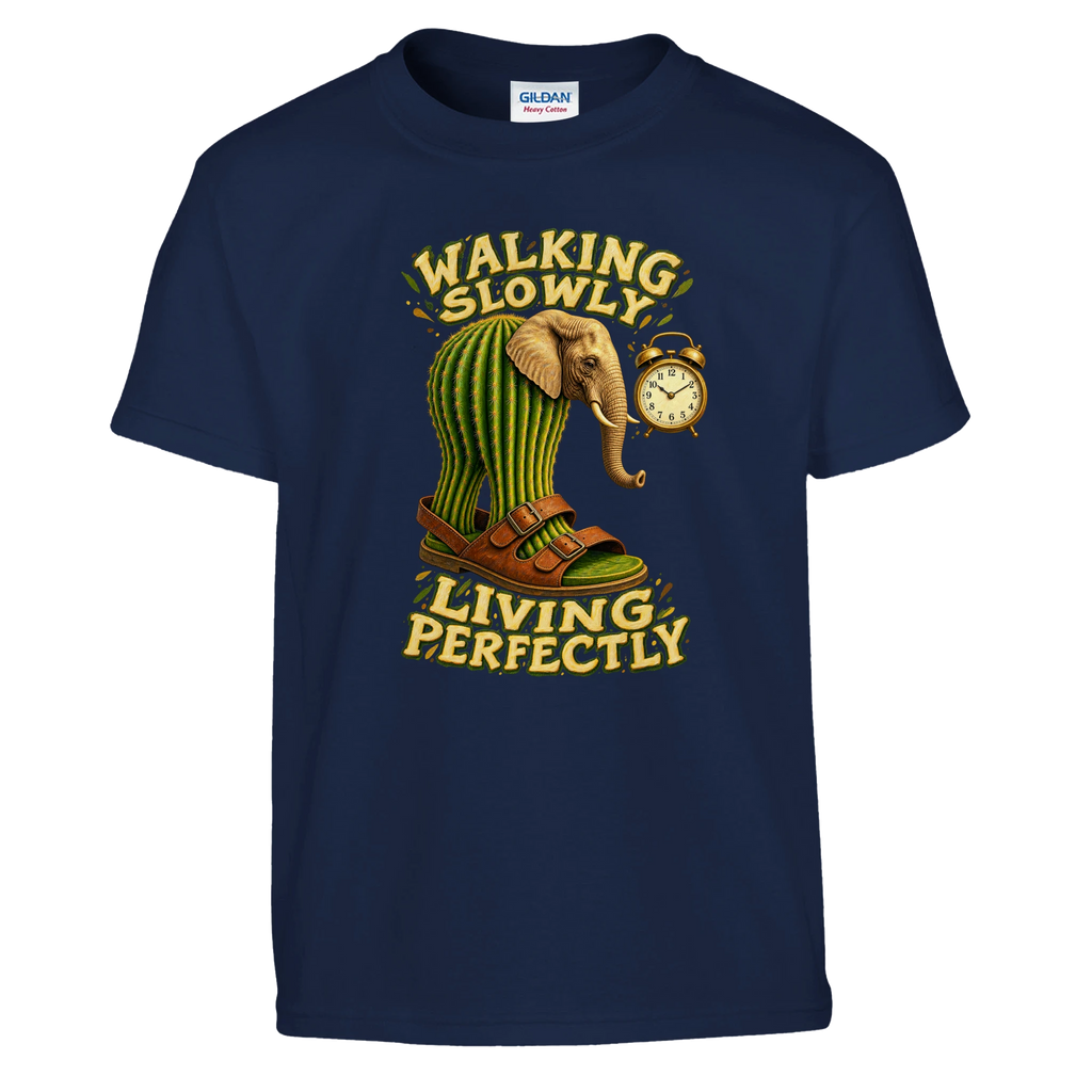 Lirili Larila print on a navy kids t-shirt, front view