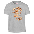 Ballerina Cappuccina print on a sport grey kids t-shirt, front view