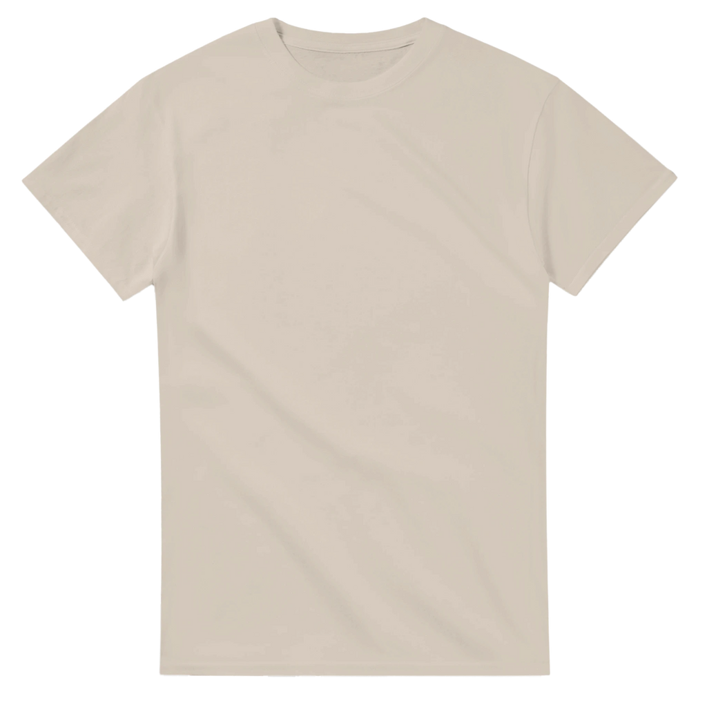 Sand t-shirt printed with Noobini Pizzanini and the words Pizza on, brain off, front view