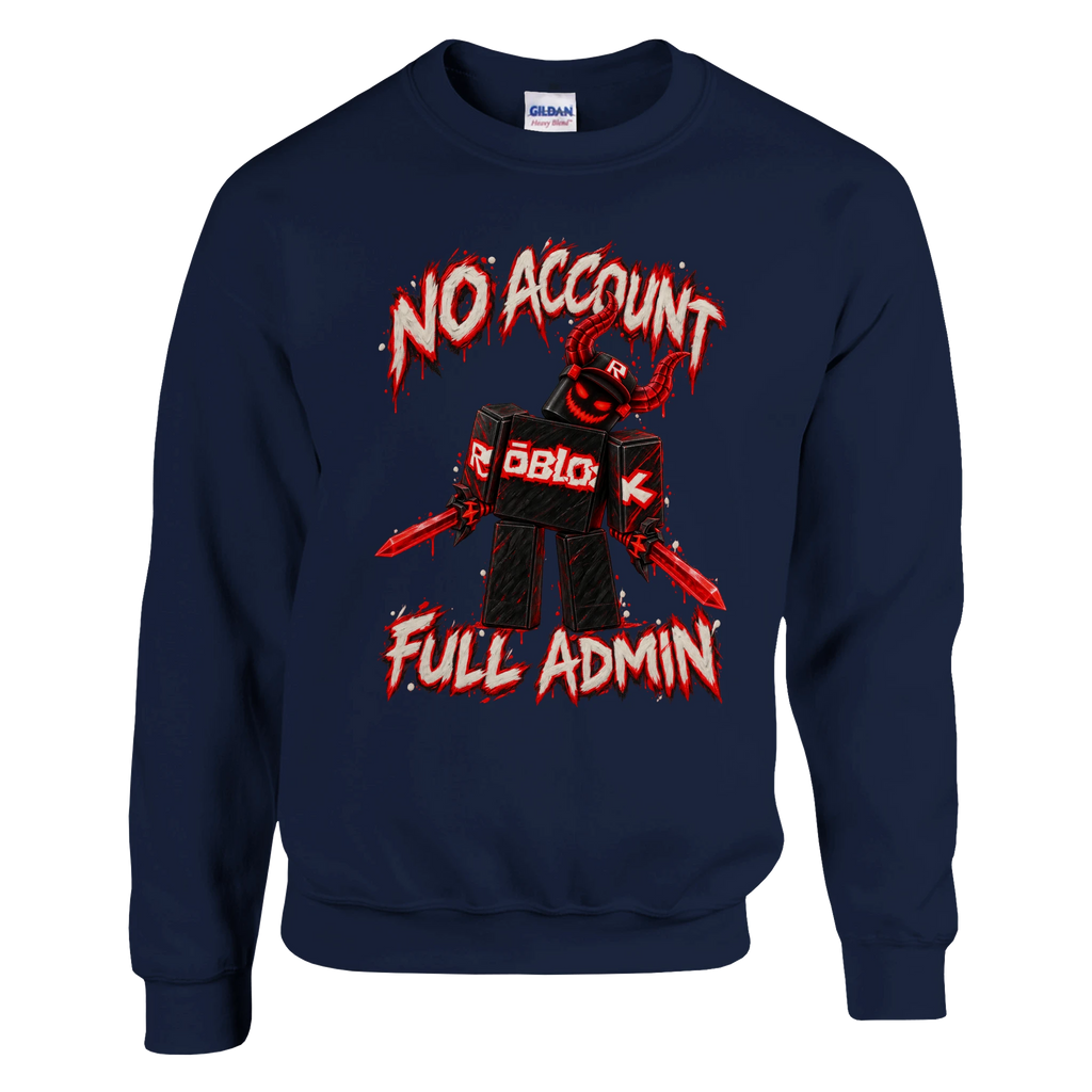 Guest 666 print on a navy crewneck sweatshirt, front view