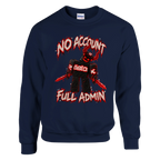 Guest 666 print on a navy crewneck sweatshirt, front view