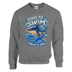 Tralalero Tralala print on a sport grey crewneck sweatshirt, front view