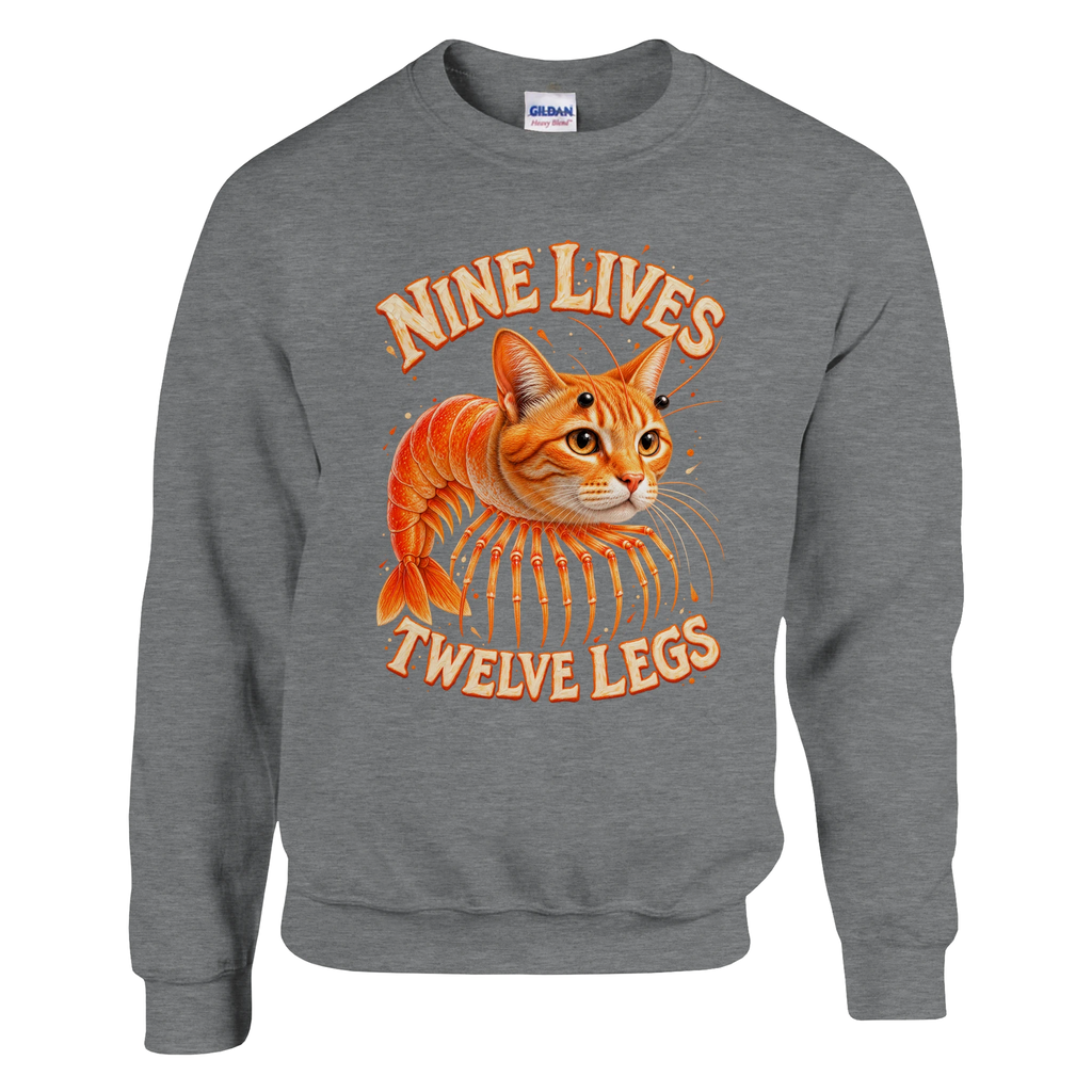 Trippi Troppi print on a sport grey crewneck sweatshirt, front view