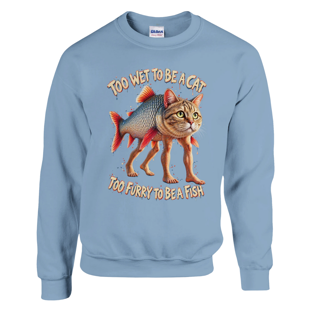 Trulimero Trulichina print on a light blue crewneck sweatshirt, front view