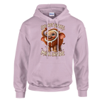 Cocofanto Elefanto print on a light pink pullover hoodie, front view