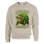 Glorbo Fruttodrillo print on a sand crewneck sweatshirt, front view