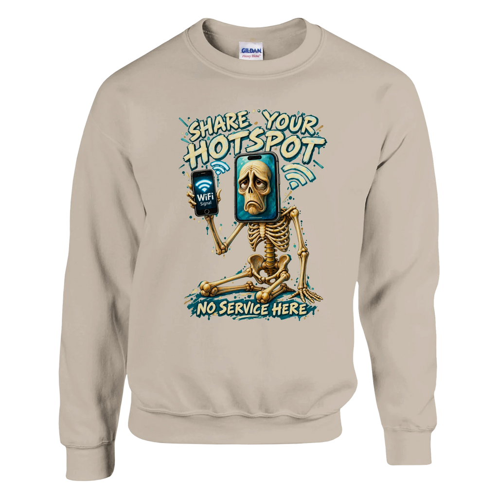 Pot Hotspot print on a sand crewneck sweatshirt, front view
