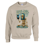 Pot Hotspot print on a sand crewneck sweatshirt, front view